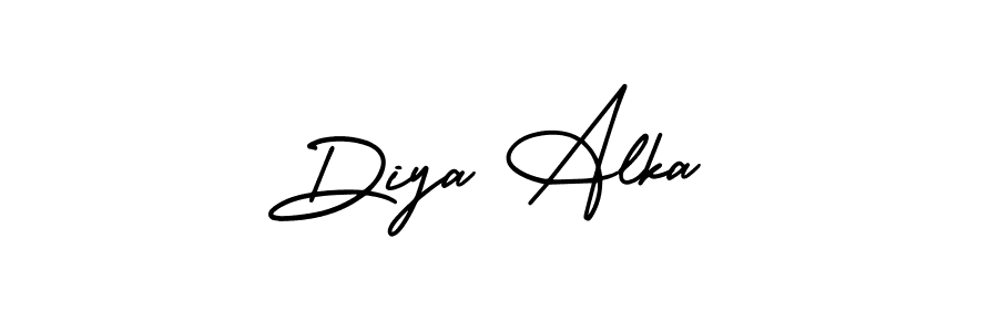 Diya Alka stylish signature style. Best Handwritten Sign (AmerikaSignatureDemo-Regular) for my name. Handwritten Signature Collection Ideas for my name Diya Alka. Diya Alka signature style 3 images and pictures png