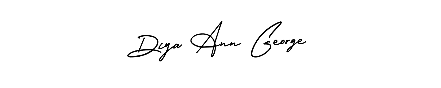 You should practise on your own different ways (AmerikaSignatureDemo-Regular) to write your name (Diya Ann George) in signature. don't let someone else do it for you. Diya Ann George signature style 3 images and pictures png