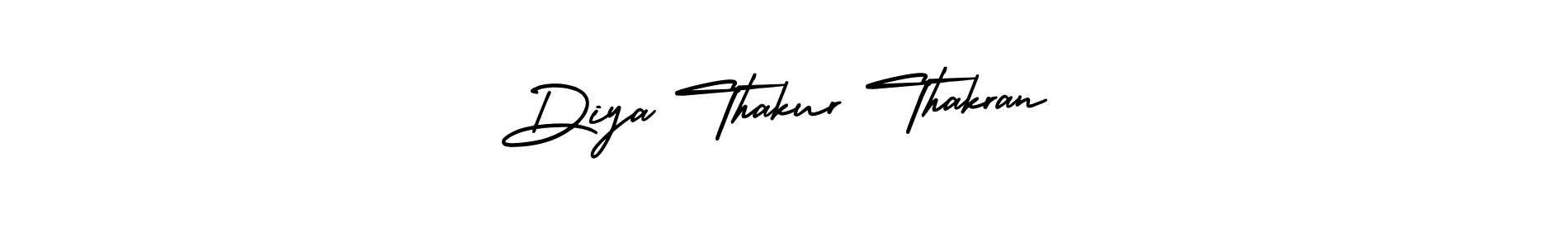 You should practise on your own different ways (AmerikaSignatureDemo-Regular) to write your name (Diya Thakur Thakran) in signature. don't let someone else do it for you. Diya Thakur Thakran signature style 3 images and pictures png