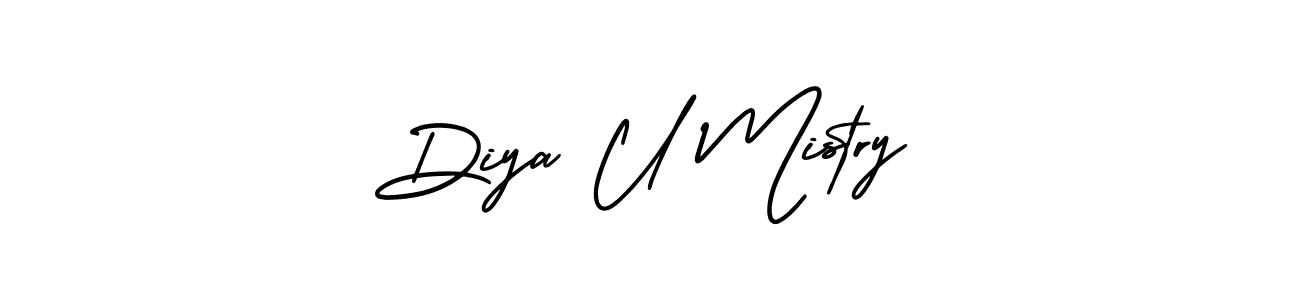 Make a beautiful signature design for name Diya U Mistry. With this signature (AmerikaSignatureDemo-Regular) style, you can create a handwritten signature for free. Diya U Mistry signature style 3 images and pictures png