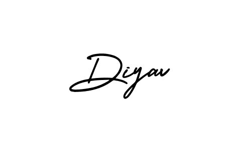 if you are searching for the best signature style for your name Diyav. so please give up your signature search. here we have designed multiple signature styles  using AmerikaSignatureDemo-Regular. Diyav signature style 3 images and pictures png