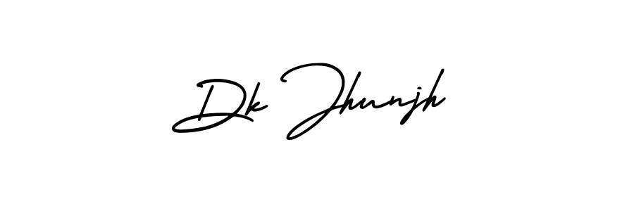 You should practise on your own different ways (AmerikaSignatureDemo-Regular) to write your name (Dk Jhunjh) in signature. don't let someone else do it for you. Dk Jhunjh signature style 3 images and pictures png