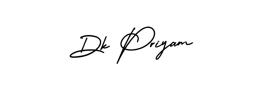 How to make Dk Priyam name signature. Use AmerikaSignatureDemo-Regular style for creating short signs online. This is the latest handwritten sign. Dk Priyam signature style 3 images and pictures png