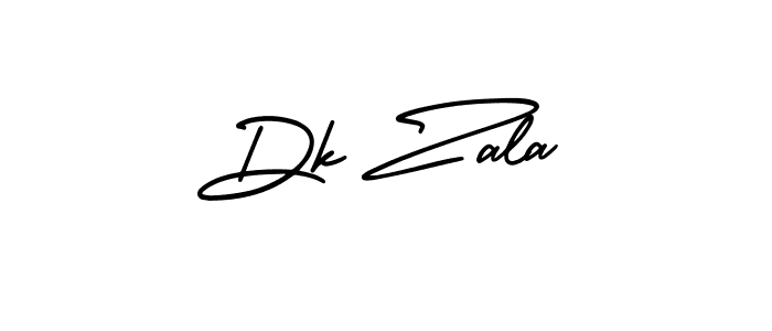 You should practise on your own different ways (AmerikaSignatureDemo-Regular) to write your name (Dk Zala) in signature. don't let someone else do it for you. Dk Zala signature style 3 images and pictures png