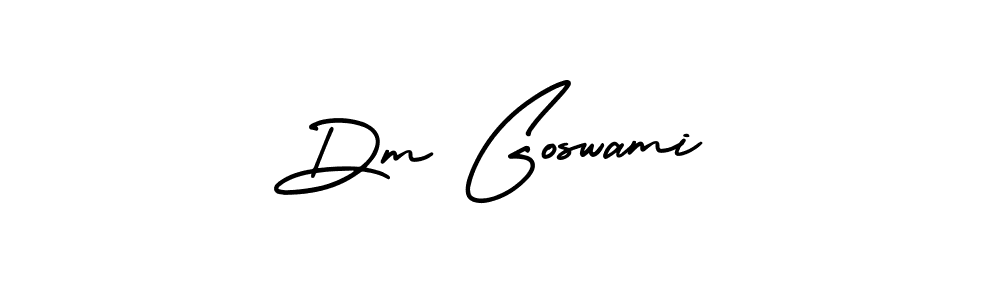 You should practise on your own different ways (AmerikaSignatureDemo-Regular) to write your name (Dm Goswami) in signature. don't let someone else do it for you. Dm Goswami signature style 3 images and pictures png