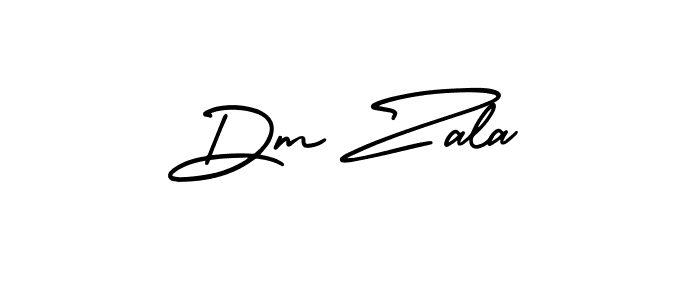 You should practise on your own different ways (AmerikaSignatureDemo-Regular) to write your name (Dm Zala) in signature. don't let someone else do it for you. Dm Zala signature style 3 images and pictures png