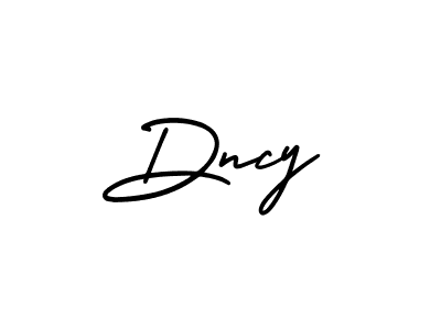You should practise on your own different ways (AmerikaSignatureDemo-Regular) to write your name (Dncy) in signature. don't let someone else do it for you. Dncy signature style 3 images and pictures png