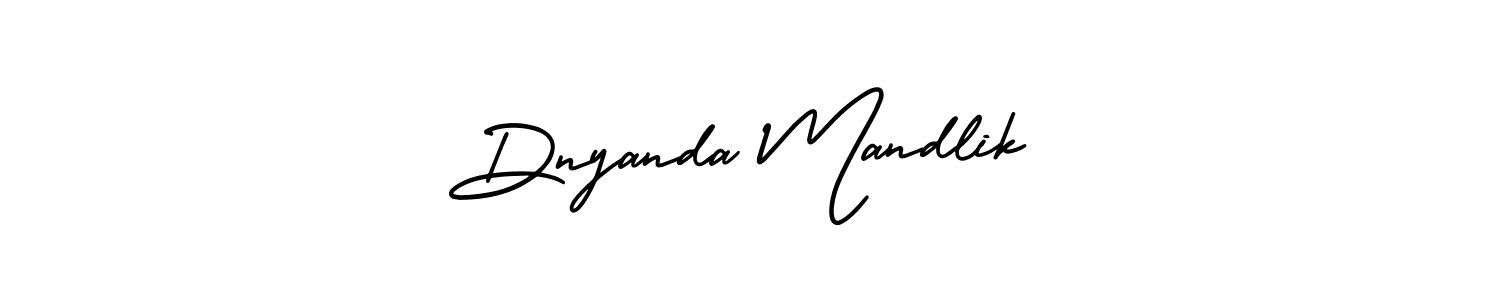 The best way (AmerikaSignatureDemo-Regular) to make a short signature is to pick only two or three words in your name. The name Dnyanda Mandlik include a total of six letters. For converting this name. Dnyanda Mandlik signature style 3 images and pictures png