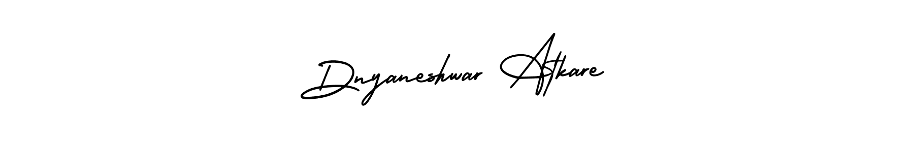 You should practise on your own different ways (AmerikaSignatureDemo-Regular) to write your name (Dnyaneshwar Atkare) in signature. don't let someone else do it for you. Dnyaneshwar Atkare signature style 3 images and pictures png
