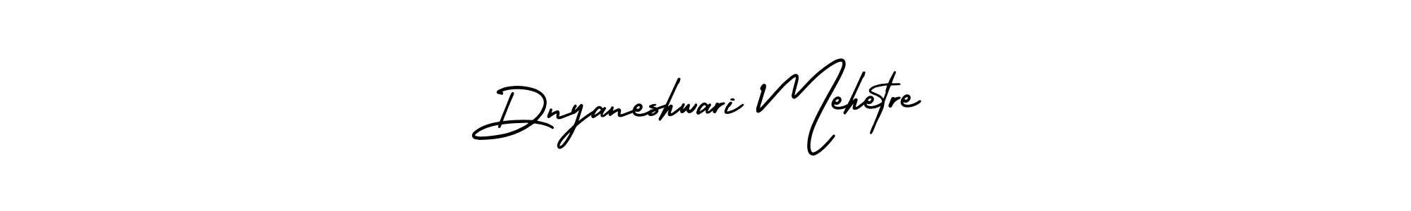 You should practise on your own different ways (AmerikaSignatureDemo-Regular) to write your name (Dnyaneshwari Mehetre) in signature. don't let someone else do it for you. Dnyaneshwari Mehetre signature style 3 images and pictures png