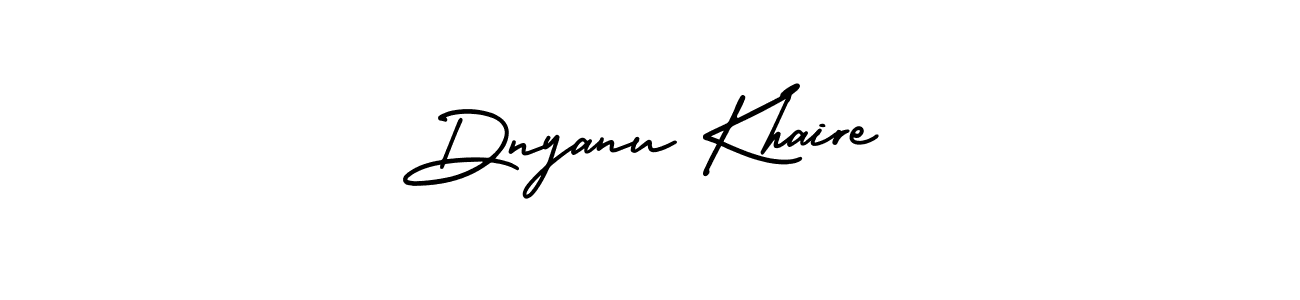 You should practise on your own different ways (AmerikaSignatureDemo-Regular) to write your name (Dnyanu Khaire) in signature. don't let someone else do it for you. Dnyanu Khaire signature style 3 images and pictures png