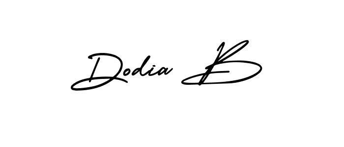 You should practise on your own different ways (AmerikaSignatureDemo-Regular) to write your name (Dodia B) in signature. don't let someone else do it for you. Dodia B signature style 3 images and pictures png