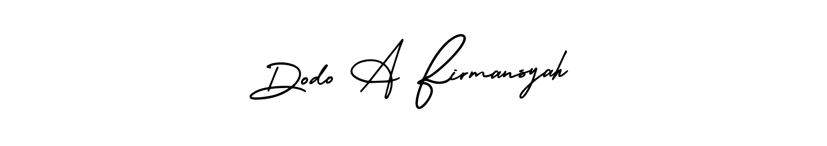 You should practise on your own different ways (AmerikaSignatureDemo-Regular) to write your name (Dodo A Firmansyah) in signature. don't let someone else do it for you. Dodo A Firmansyah signature style 3 images and pictures png