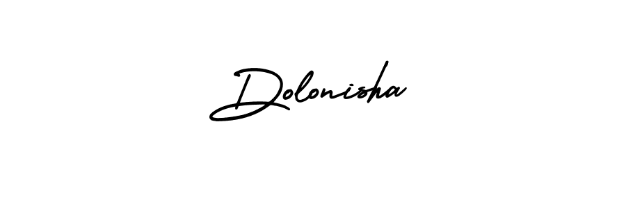 You should practise on your own different ways (AmerikaSignatureDemo-Regular) to write your name (Dolonisha) in signature. don't let someone else do it for you. Dolonisha signature style 3 images and pictures png
