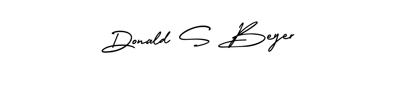 You should practise on your own different ways (AmerikaSignatureDemo-Regular) to write your name (Donald S Beyer) in signature. don't let someone else do it for you. Donald S Beyer signature style 3 images and pictures png