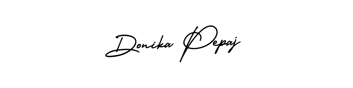 You should practise on your own different ways (AmerikaSignatureDemo-Regular) to write your name (Donika Pepaj) in signature. don't let someone else do it for you. Donika Pepaj signature style 3 images and pictures png