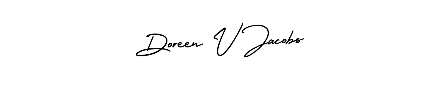 You should practise on your own different ways (AmerikaSignatureDemo-Regular) to write your name (Doreen V Jacobs) in signature. don't let someone else do it for you. Doreen V Jacobs signature style 3 images and pictures png