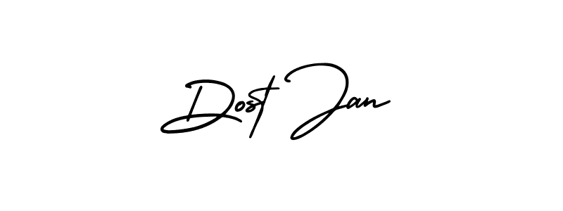 if you are searching for the best signature style for your name Dost Jan. so please give up your signature search. here we have designed multiple signature styles  using AmerikaSignatureDemo-Regular. Dost Jan signature style 3 images and pictures png