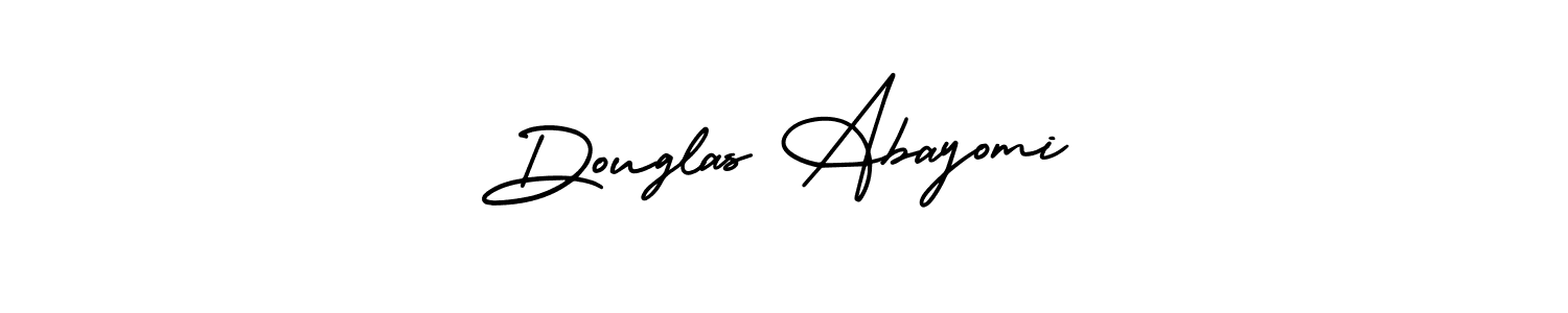 You should practise on your own different ways (AmerikaSignatureDemo-Regular) to write your name (Douglas Abayomi) in signature. don't let someone else do it for you. Douglas Abayomi signature style 3 images and pictures png