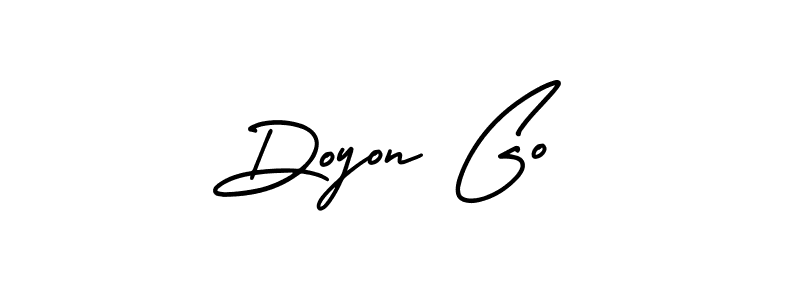 The best way (AmerikaSignatureDemo-Regular) to make a short signature is to pick only two or three words in your name. The name Doyon Go include a total of six letters. For converting this name. Doyon Go signature style 3 images and pictures png