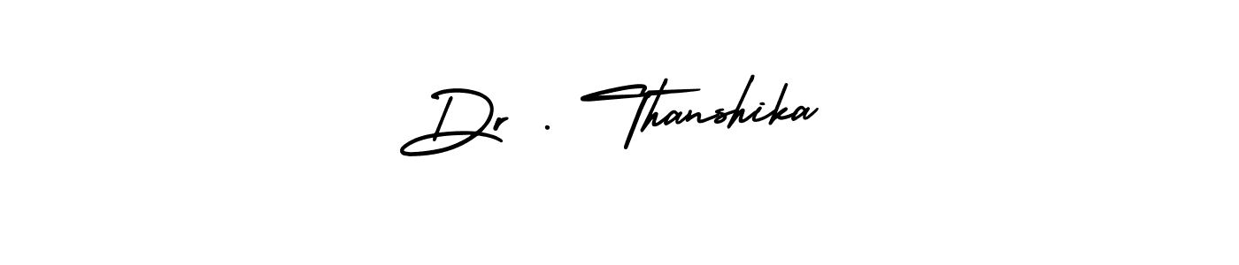 How to make Dr . Thanshika name signature. Use AmerikaSignatureDemo-Regular style for creating short signs online. This is the latest handwritten sign. Dr . Thanshika signature style 3 images and pictures png