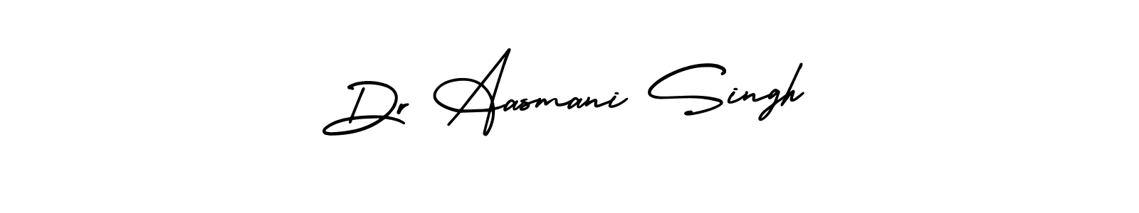 This is the best signature style for the Dr Aasmani Singh name. Also you like these signature font (AmerikaSignatureDemo-Regular). Mix name signature. Dr Aasmani Singh signature style 3 images and pictures png