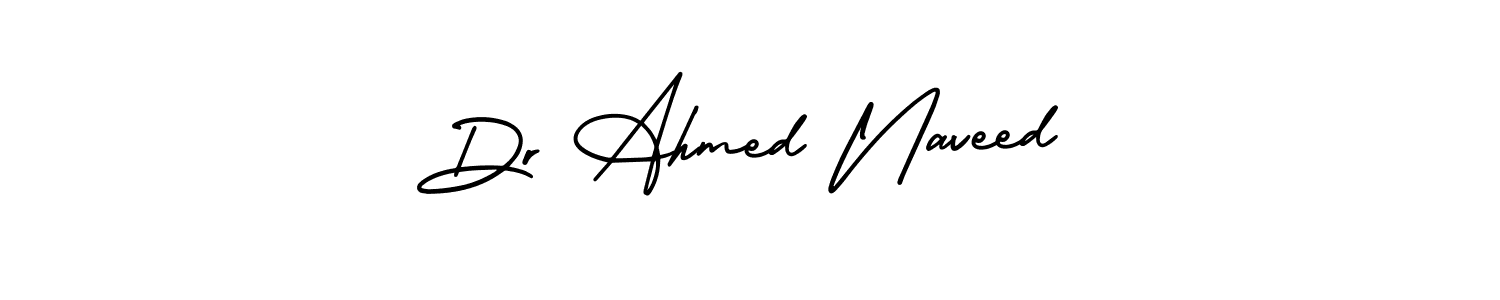 You should practise on your own different ways (AmerikaSignatureDemo-Regular) to write your name (Dr Ahmed Naveed) in signature. don't let someone else do it for you. Dr Ahmed Naveed signature style 3 images and pictures png