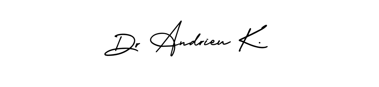 AmerikaSignatureDemo-Regular is a professional signature style that is perfect for those who want to add a touch of class to their signature. It is also a great choice for those who want to make their signature more unique. Get Dr Andrieu K. name to fancy signature for free. Dr Andrieu K. signature style 3 images and pictures png