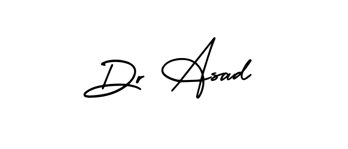 Similarly AmerikaSignatureDemo-Regular is the best handwritten signature design. Signature creator online .You can use it as an online autograph creator for name Dr Asad. Dr Asad signature style 3 images and pictures png