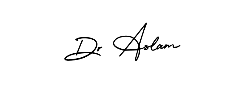 You should practise on your own different ways (AmerikaSignatureDemo-Regular) to write your name (Dr Aslam) in signature. don't let someone else do it for you. Dr Aslam signature style 3 images and pictures png