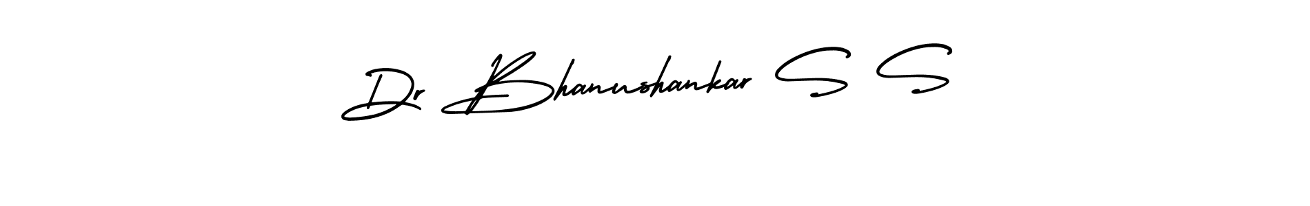 You should practise on your own different ways (AmerikaSignatureDemo-Regular) to write your name (Dr Bhanushankar S S) in signature. don't let someone else do it for you. Dr Bhanushankar S S signature style 3 images and pictures png