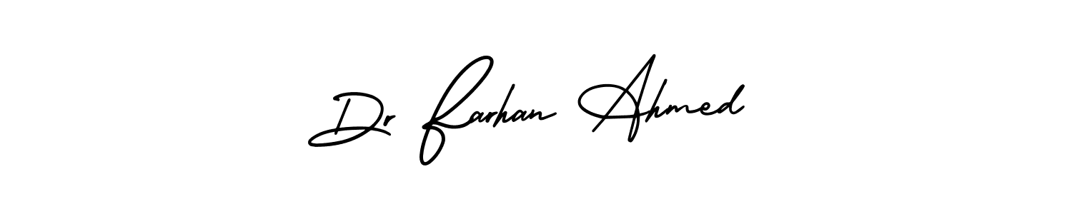 The best way (AmerikaSignatureDemo-Regular) to make a short signature is to pick only two or three words in your name. The name Dr Farhan Ahmed include a total of six letters. For converting this name. Dr Farhan Ahmed signature style 3 images and pictures png