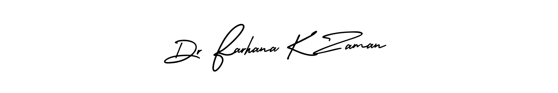 It looks lik you need a new signature style for name Dr Farhana K Zaman. Design unique handwritten (AmerikaSignatureDemo-Regular) signature with our free signature maker in just a few clicks. Dr Farhana K Zaman signature style 3 images and pictures png