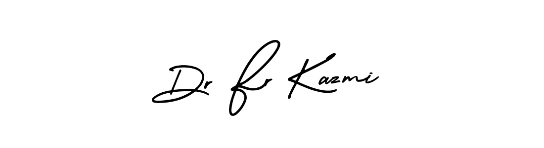 You should practise on your own different ways (AmerikaSignatureDemo-Regular) to write your name (Dr Fr Kazmi) in signature. don't let someone else do it for you. Dr Fr Kazmi signature style 3 images and pictures png