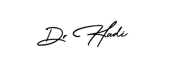 You should practise on your own different ways (AmerikaSignatureDemo-Regular) to write your name (Dr Hadi) in signature. don't let someone else do it for you. Dr Hadi signature style 3 images and pictures png