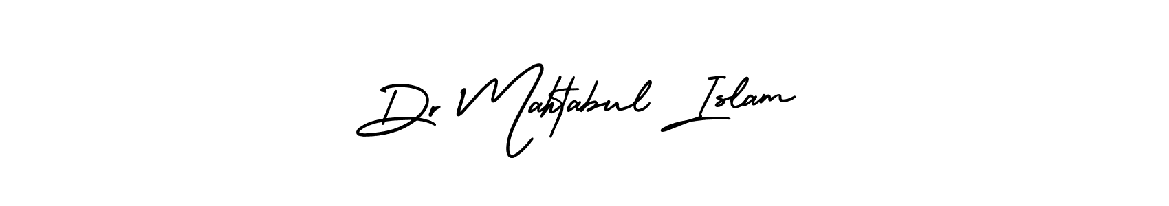 The best way (AmerikaSignatureDemo-Regular) to make a short signature is to pick only two or three words in your name. The name Dr Mahtabul Islam include a total of six letters. For converting this name. Dr Mahtabul Islam signature style 3 images and pictures png