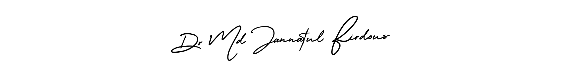 You should practise on your own different ways (AmerikaSignatureDemo-Regular) to write your name (Dr Md Jannatul Firdous) in signature. don't let someone else do it for you. Dr Md Jannatul Firdous signature style 3 images and pictures png