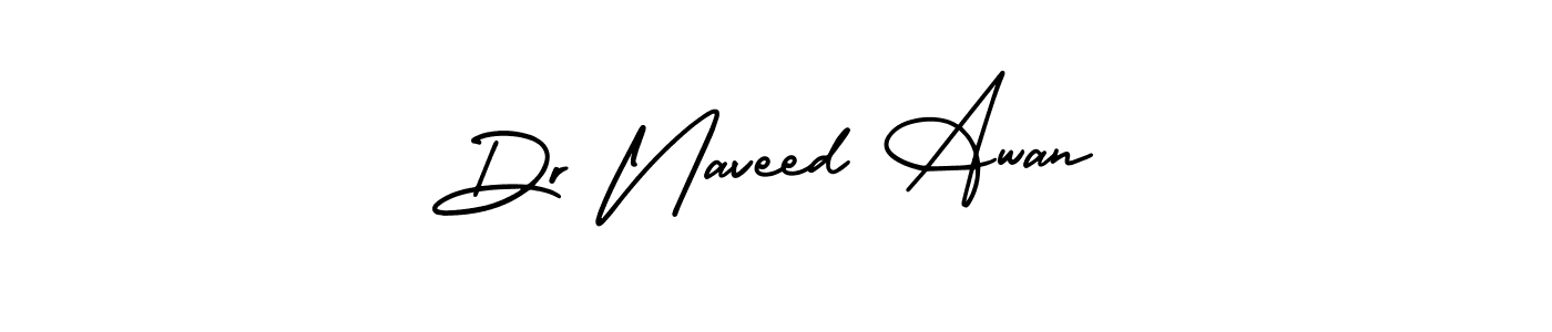 You should practise on your own different ways (AmerikaSignatureDemo-Regular) to write your name (Dr Naveed Awan) in signature. don't let someone else do it for you. Dr Naveed Awan signature style 3 images and pictures png