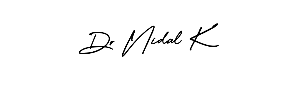 Design your own signature with our free online signature maker. With this signature software, you can create a handwritten (AmerikaSignatureDemo-Regular) signature for name Dr Nidal K. Dr Nidal K signature style 3 images and pictures png