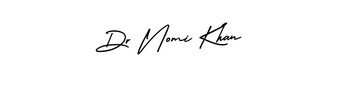 The best way (AmerikaSignatureDemo-Regular) to make a short signature is to pick only two or three words in your name. The name Dr Nomi Khan include a total of six letters. For converting this name. Dr Nomi Khan signature style 3 images and pictures png