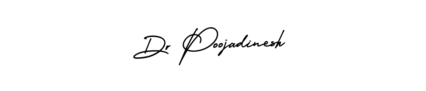 The best way (AmerikaSignatureDemo-Regular) to make a short signature is to pick only two or three words in your name. The name Dr Poojadinesh include a total of six letters. For converting this name. Dr Poojadinesh signature style 3 images and pictures png