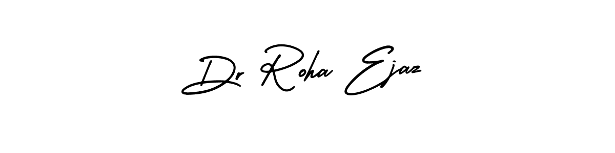 You should practise on your own different ways (AmerikaSignatureDemo-Regular) to write your name (Dr Roha Ejaz) in signature. don't let someone else do it for you. Dr Roha Ejaz signature style 3 images and pictures png