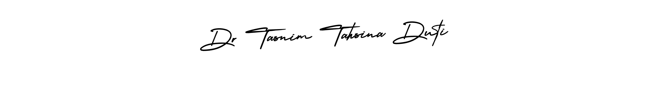 The best way (AmerikaSignatureDemo-Regular) to make a short signature is to pick only two or three words in your name. The name Dr Tasnim Tahsina Duti include a total of six letters. For converting this name. Dr Tasnim Tahsina Duti signature style 3 images and pictures png