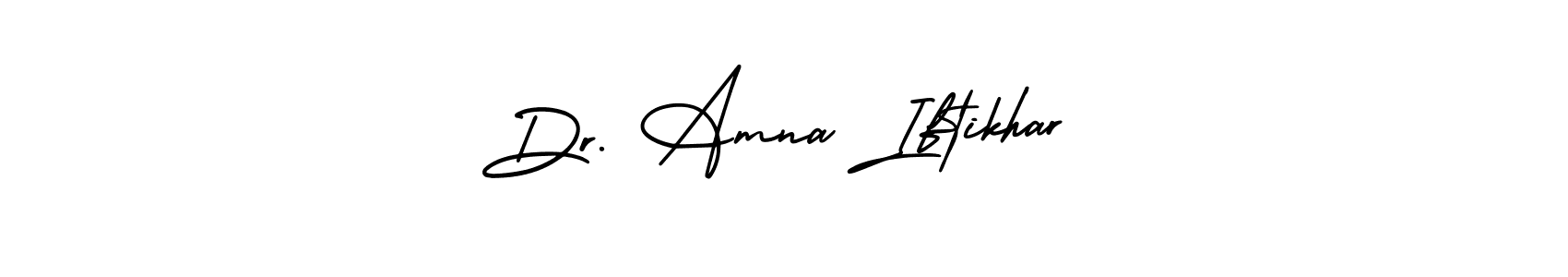 You should practise on your own different ways (AmerikaSignatureDemo-Regular) to write your name (Dr. Amna Iftikhar) in signature. don't let someone else do it for you. Dr. Amna Iftikhar signature style 3 images and pictures png