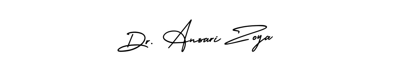 You should practise on your own different ways (AmerikaSignatureDemo-Regular) to write your name (Dr. Ansari Zoya) in signature. don't let someone else do it for you. Dr. Ansari Zoya signature style 3 images and pictures png