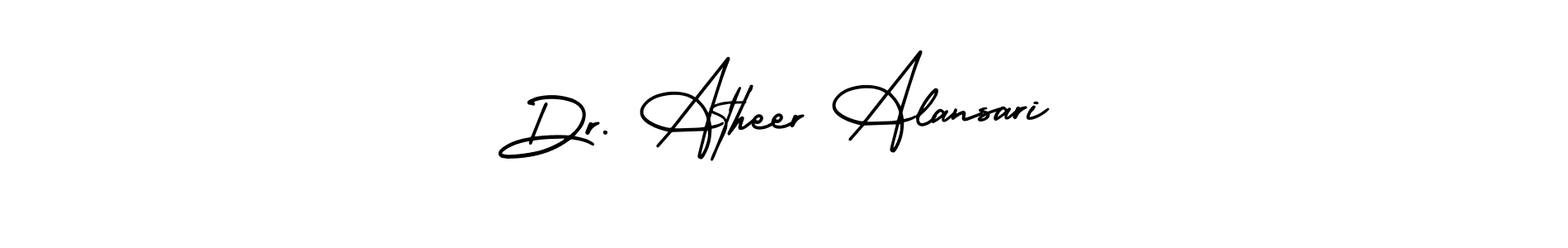 The best way (AmerikaSignatureDemo-Regular) to make a short signature is to pick only two or three words in your name. The name Dr. Atheer Alansari include a total of six letters. For converting this name. Dr. Atheer Alansari signature style 3 images and pictures png