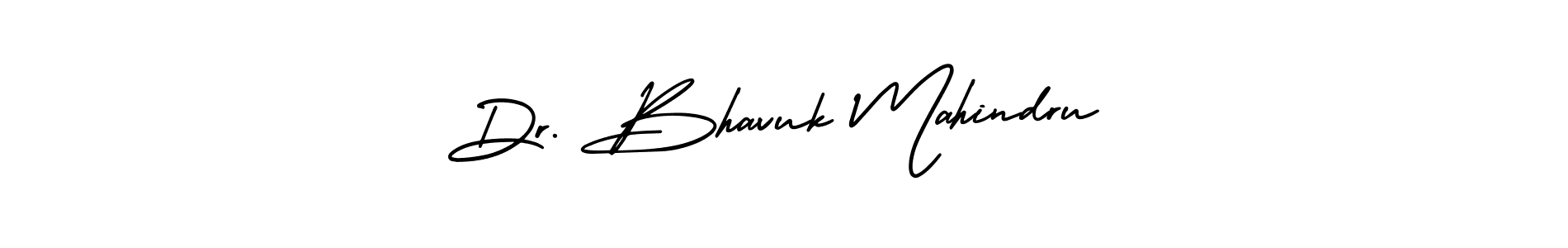 You should practise on your own different ways (AmerikaSignatureDemo-Regular) to write your name (Dr. Bhavuk Mahindru) in signature. don't let someone else do it for you. Dr. Bhavuk Mahindru signature style 3 images and pictures png