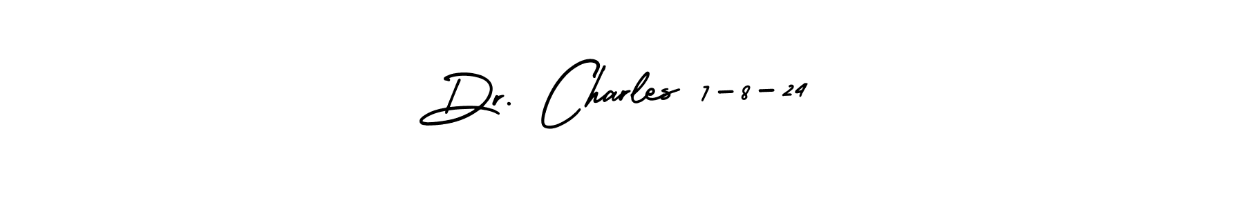 You should practise on your own different ways (AmerikaSignatureDemo-Regular) to write your name (Dr. Charles 7-8-24) in signature. don't let someone else do it for you. Dr. Charles 7-8-24 signature style 3 images and pictures png
