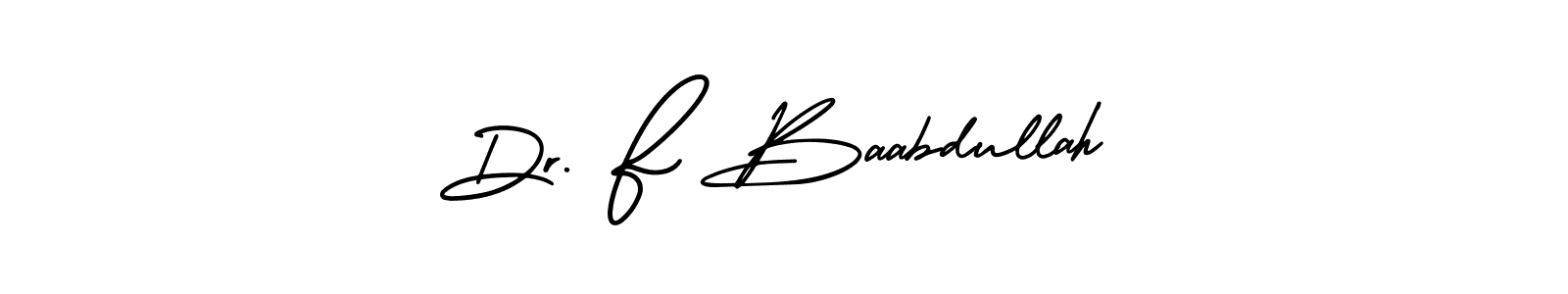 AmerikaSignatureDemo-Regular is a professional signature style that is perfect for those who want to add a touch of class to their signature. It is also a great choice for those who want to make their signature more unique. Get Dr. F Baabdullah name to fancy signature for free. Dr. F Baabdullah signature style 3 images and pictures png