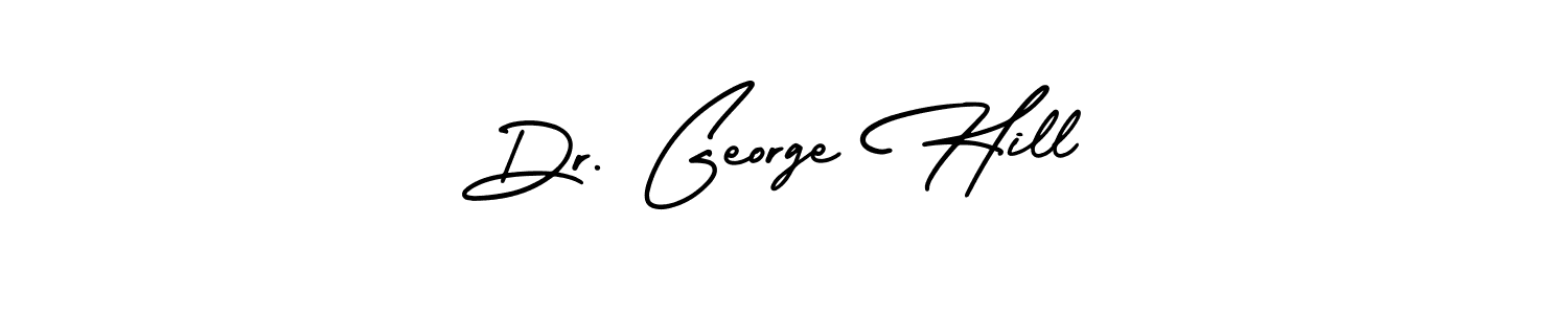 You should practise on your own different ways (AmerikaSignatureDemo-Regular) to write your name (Dr. George Hill) in signature. don't let someone else do it for you. Dr. George Hill signature style 3 images and pictures png